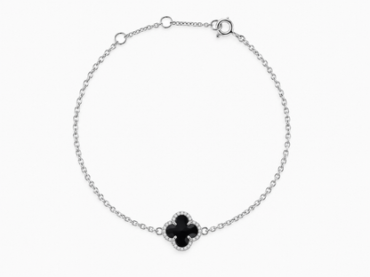 Pulseira Trevo Preto com Zircônias