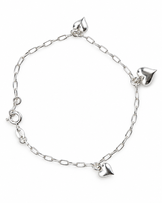 Pulseira Elos com Pingentes de Coração