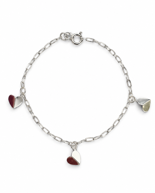 Pulseira Elos com Pingentes de Coração